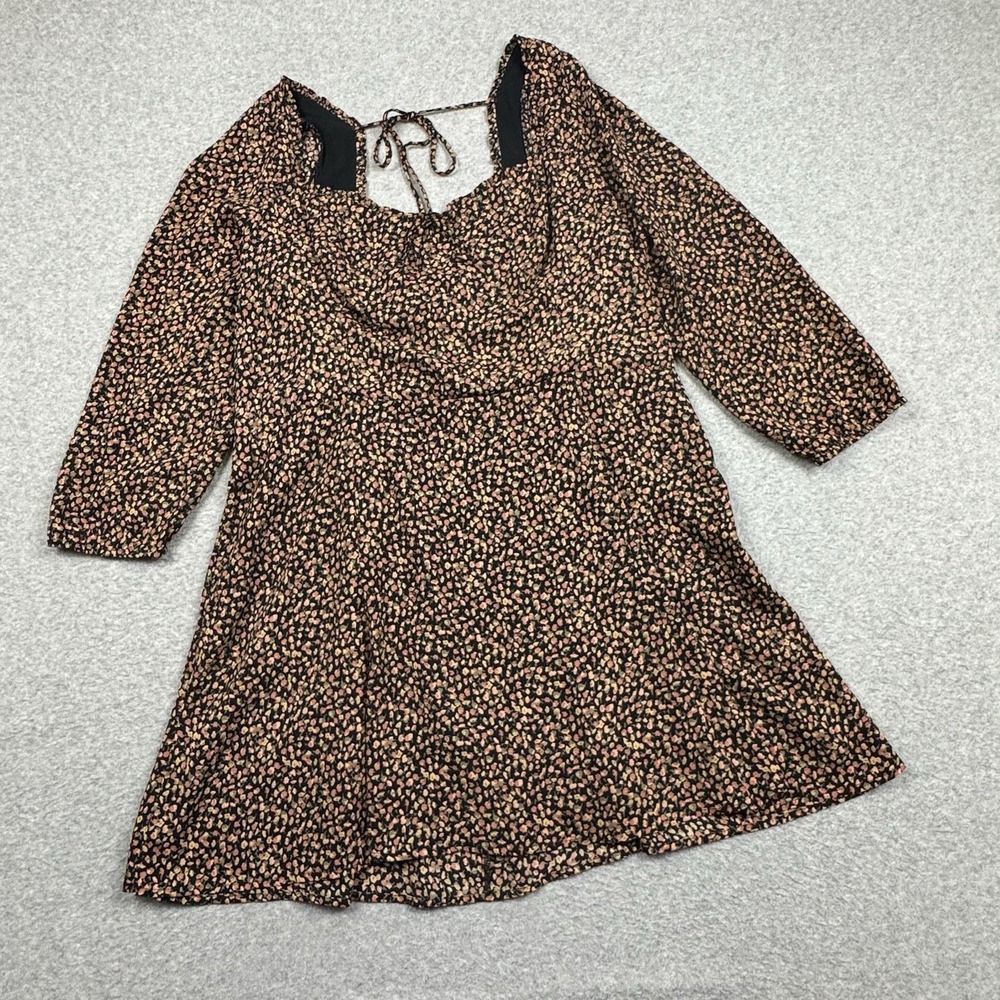 Abercrombie & Fitch Brown Mini Dress with Pink Floral Dots